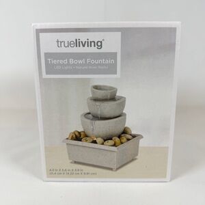 TrueLiving Tabletop Water Fountain Grey 3 Tier  - Indoor Decor - CALMING WATER